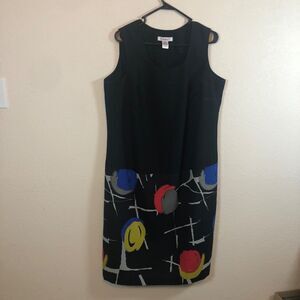 Romans dress Womens 16W Black Shift with matching full length jacket 3/4 sleeves